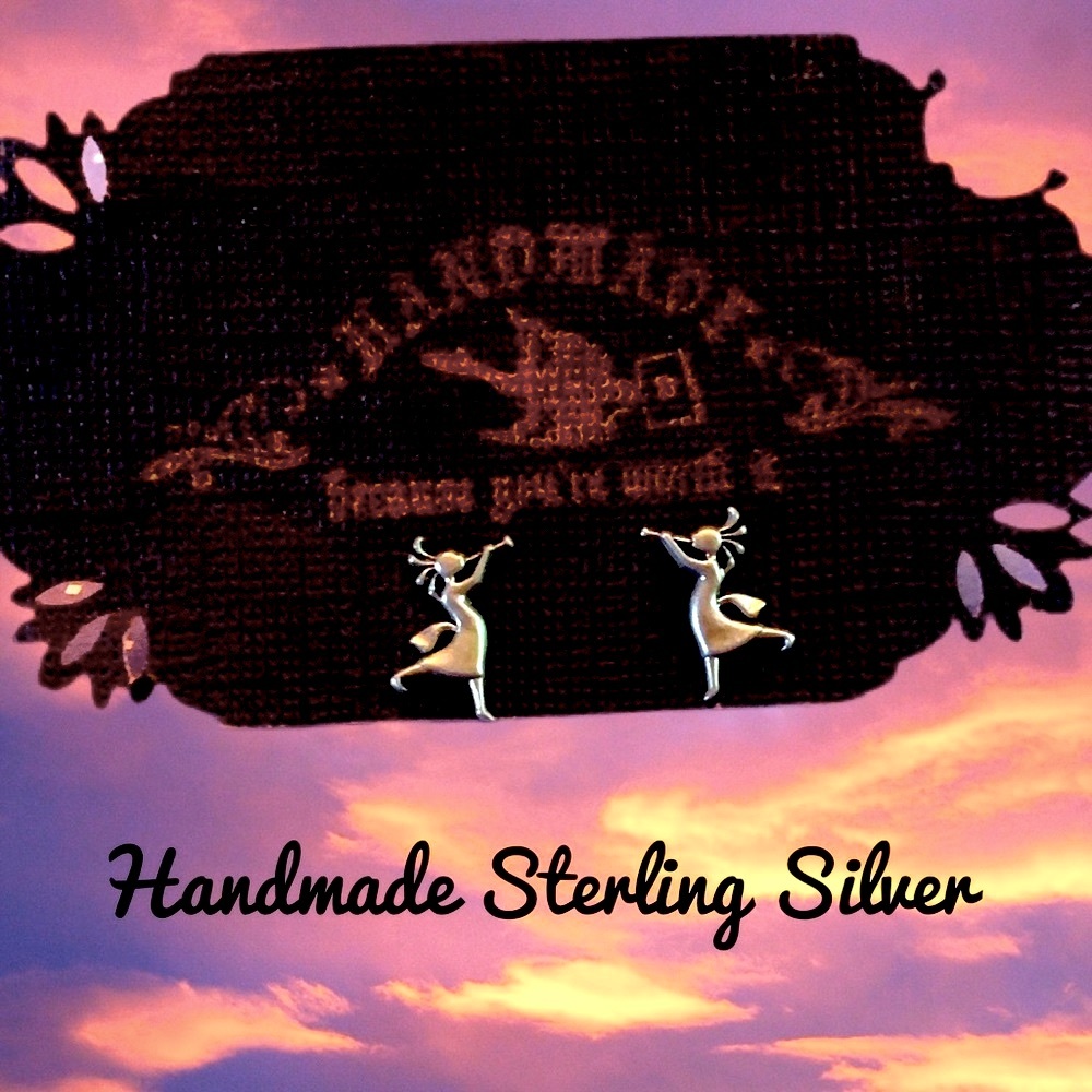 Kokopelli Post Earrings Sterling Silver Handmade